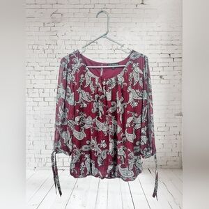 Sara Michelle Maroon Paisley Blouse